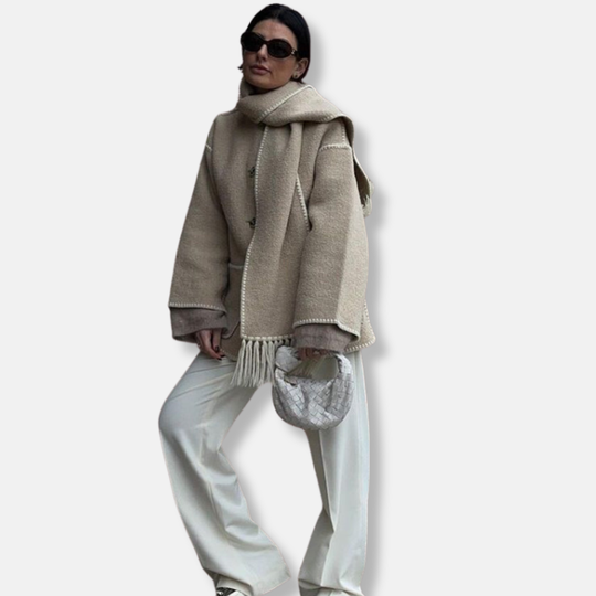 Amelia Ull Jacka | Integrerad Sjal Fickor Jacka