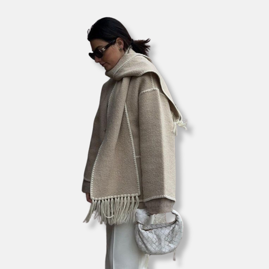 Amelia Ull Jacka | Integrerad Sjal Fickor Jacka