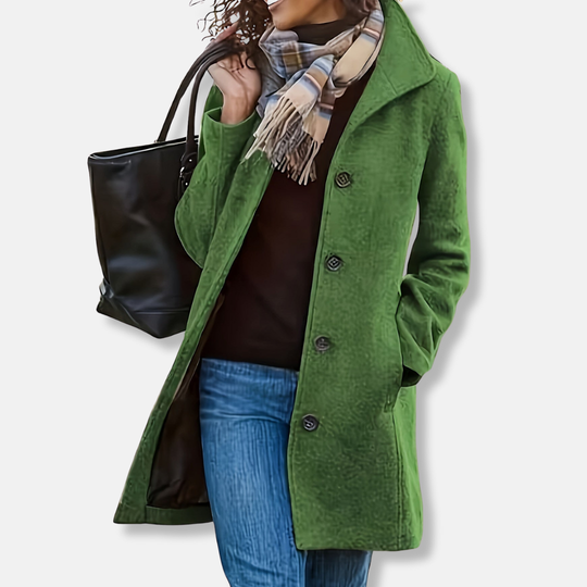 Signe Enkelknäppt Kappa | Rak Passform Knälång Jacka