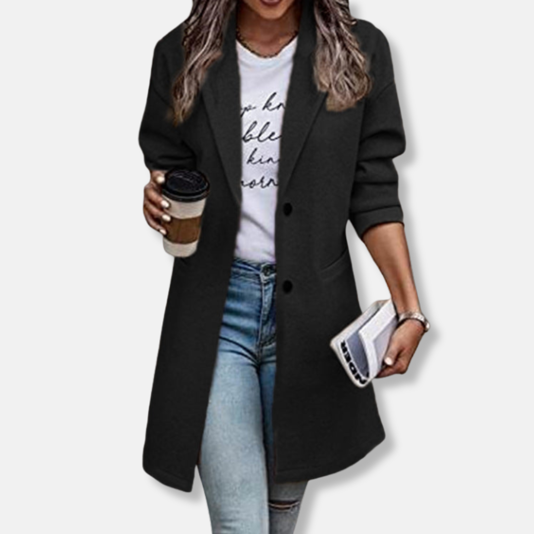 Emma Lång Blazer | Enfärgad Lårlång Blazer