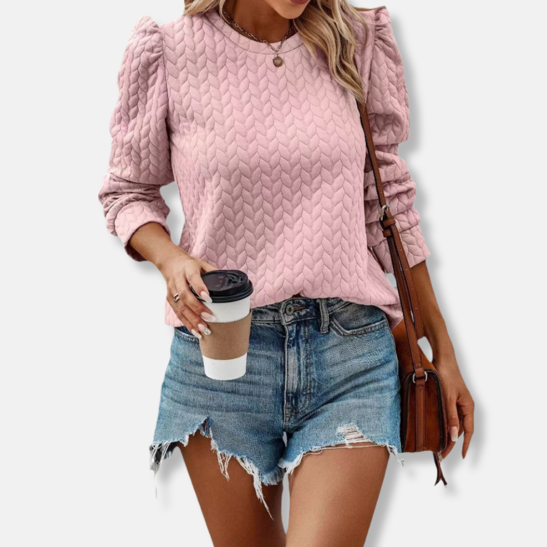 Kristina Puffärmströja | Strukturerad Damtröja