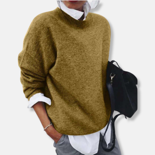 Olivia Avslappnad Passform Tröja | Rund Hals Lång Ärm Tröja