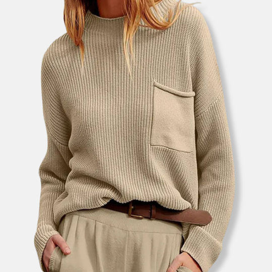 Kristina Långärmad Tröja | Avslappnad Ficka Tröja