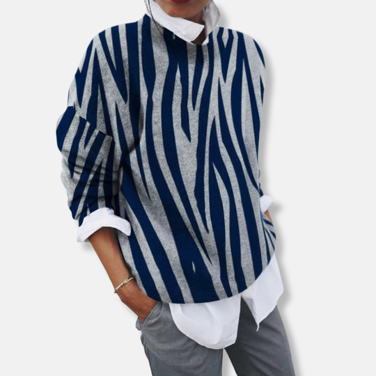 Maria Avslappnad Passform Tröja | Abstrakt tryck och rund halsringning Tröja