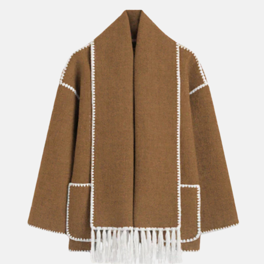 Amelia Ull Jacka | Integrerad Sjal Fickor Jacka