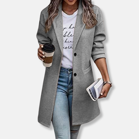 Emma Lång Blazer | Enfärgad Lårlång Blazer