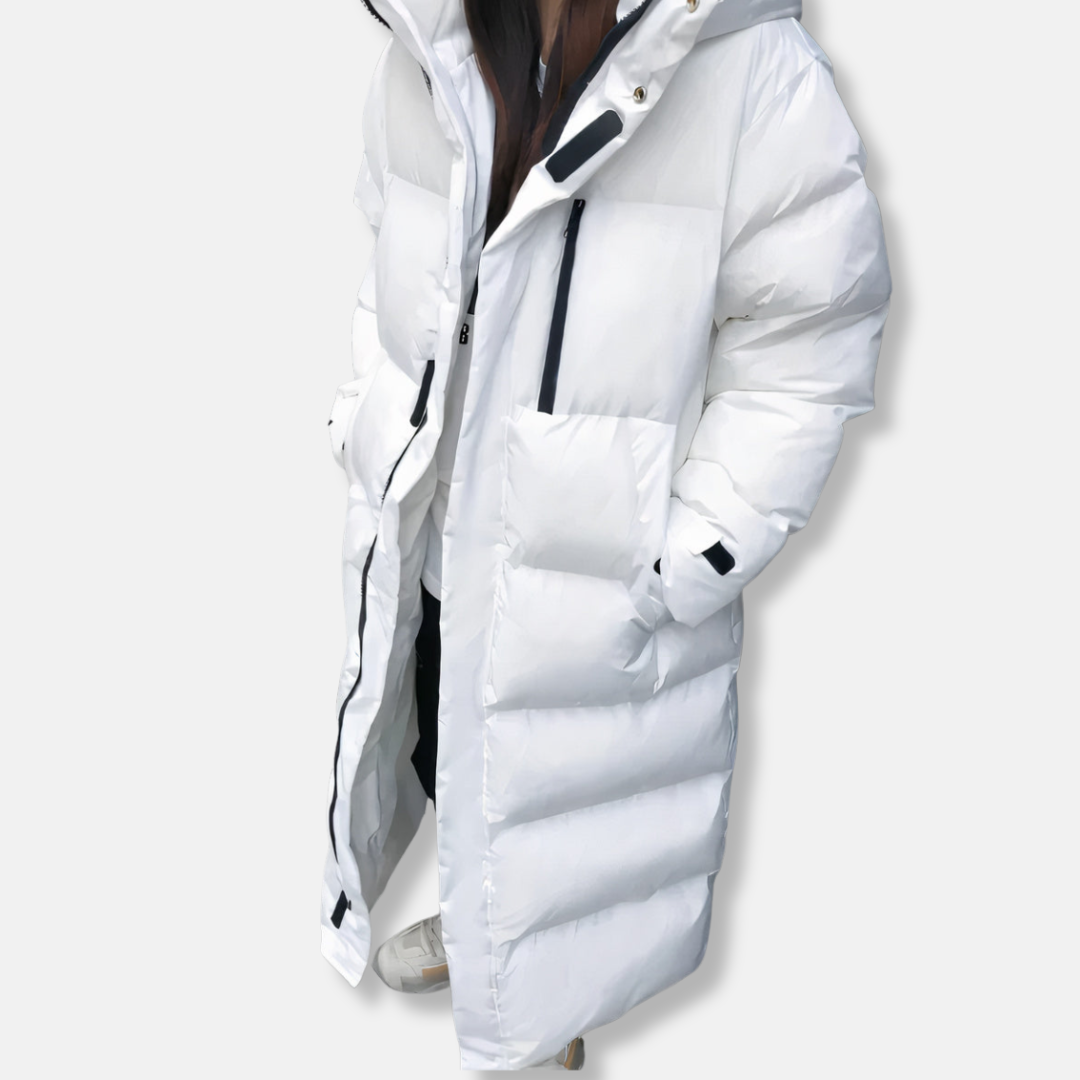 Isla Överdimensionerad Pufferkappa | Quiltad Hel Lång Kappa med Huva