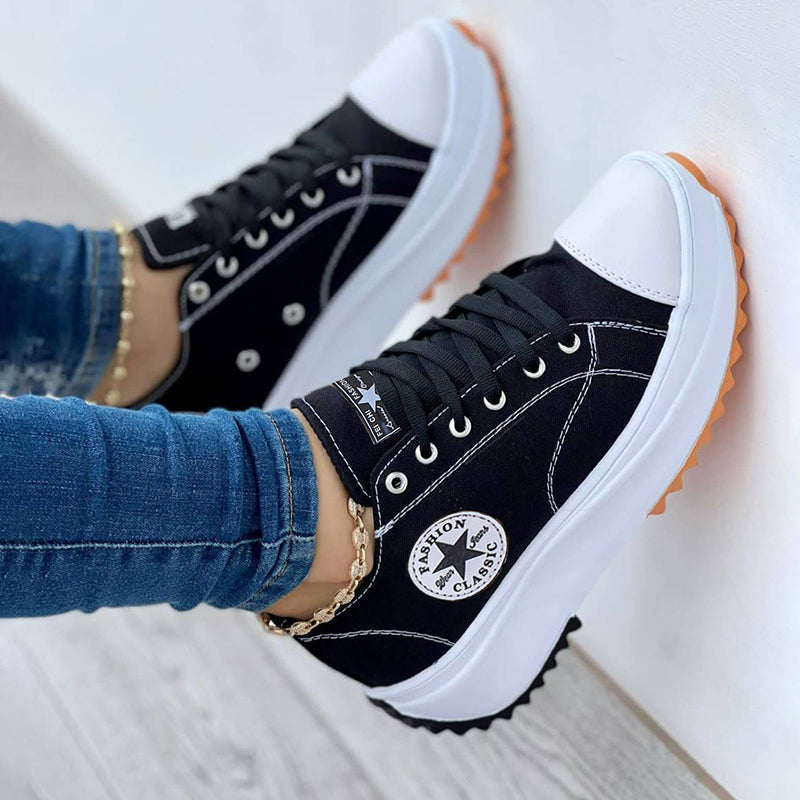 Amelia Ortopediska Lågskurna Platform Sneakers | Snörning Grov Sula Sneakers