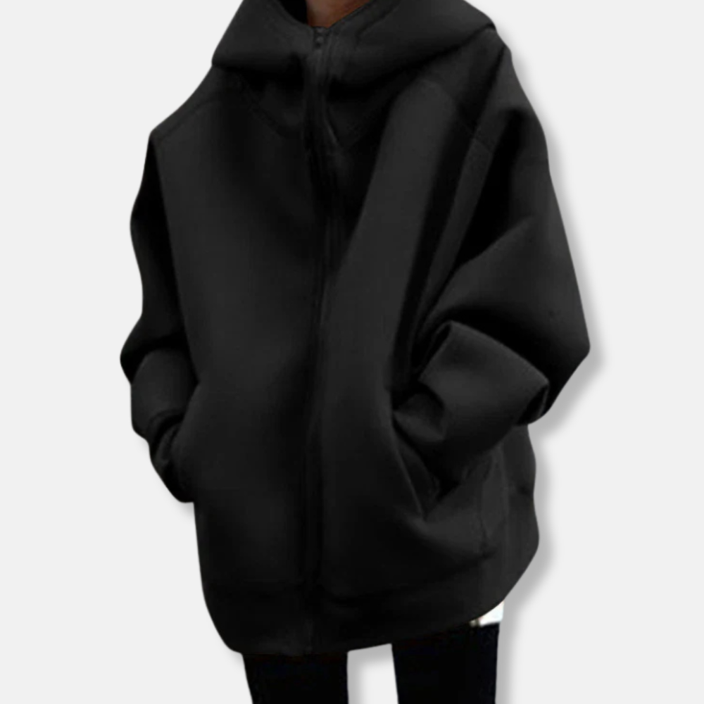 Hanna Överdimensionerad Huvtröja | Pälskant Huvtröja i Plusstorlek