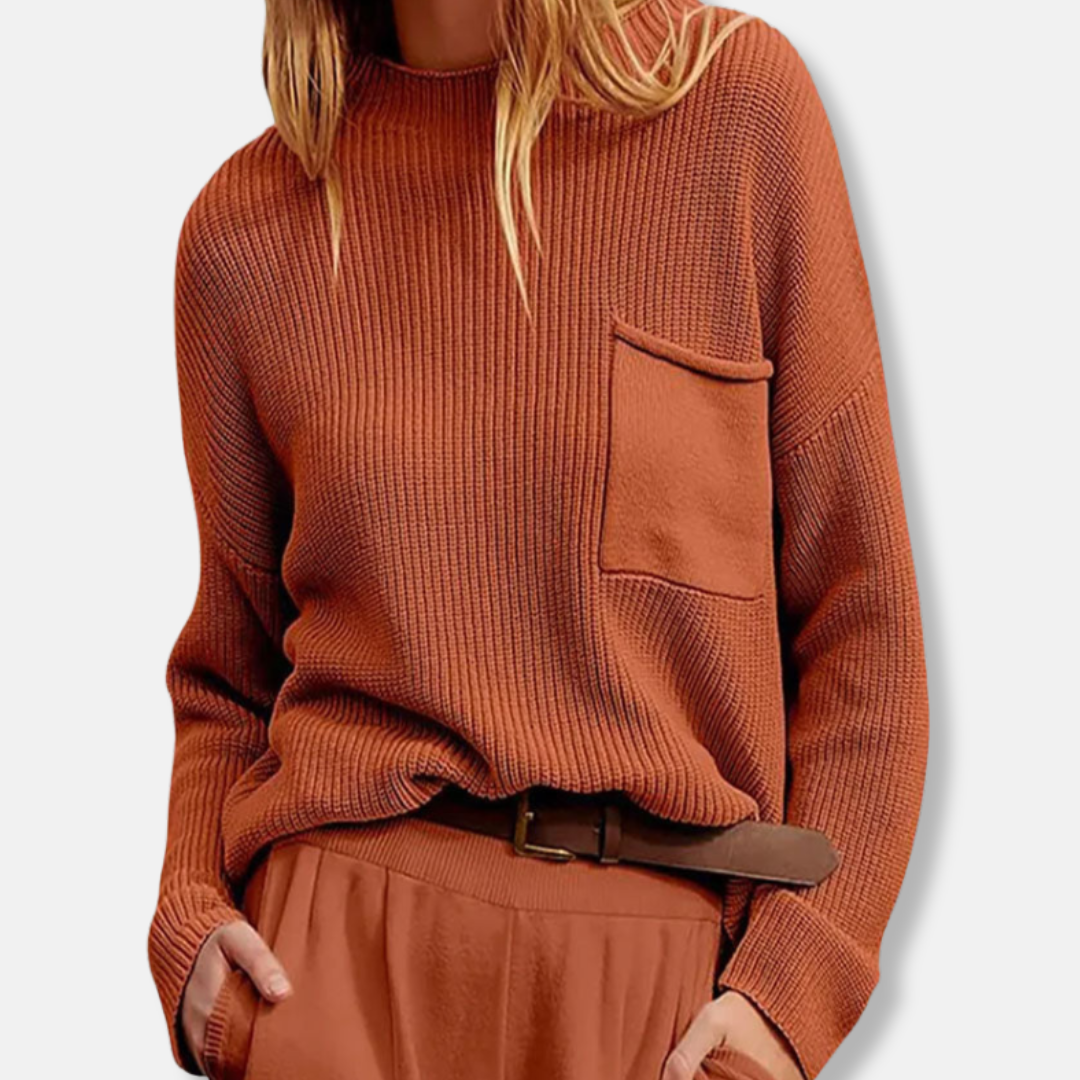 Kristina Långärmad Tröja | Avslappnad Ficka Tröja