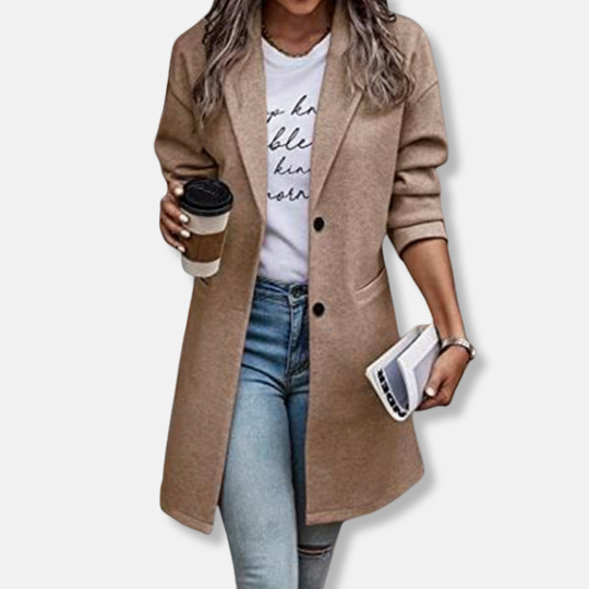 Emma Lång Blazer | Enfärgad Lårlång Blazer