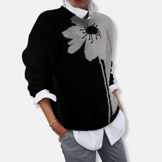 Maria Avslappnad Passform Tröja | Abstrakt tryck och rund halsringning Tröja