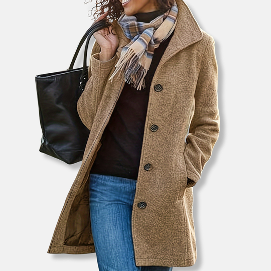 Signe Enkelknäppt Kappa | Rak Passform Knälång Jacka