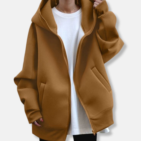 Hanna Överdimensionerad Huvtröja | Pälskant Huvtröja i Plusstorlek