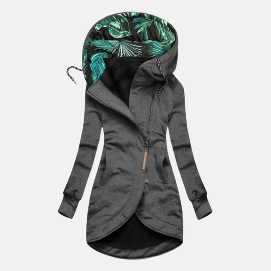 Freya Huvad Asymmetrisk Dragkedja | Dragjusterbar Huva Framfickor Kappa