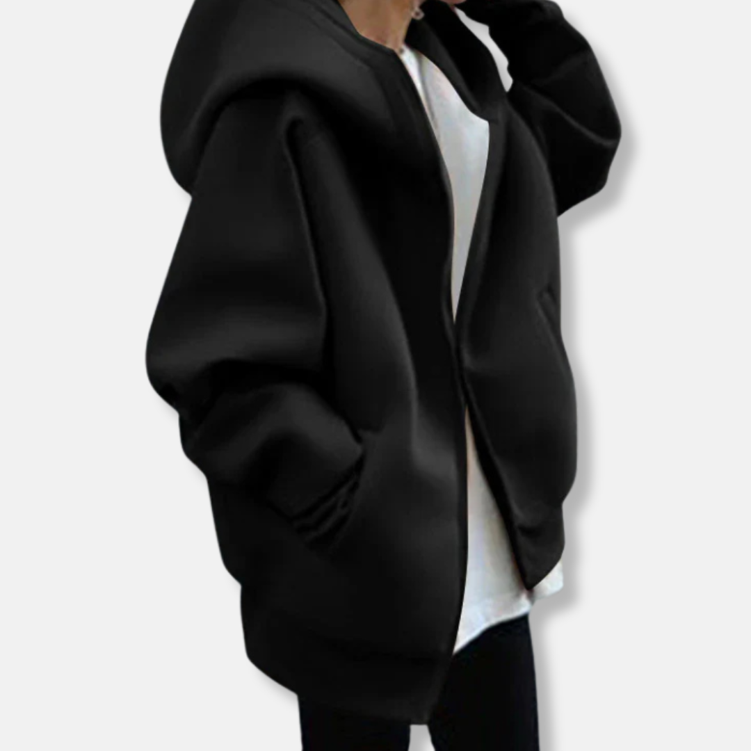 Hanna Överdimensionerad Huvtröja | Pälskant Huvtröja i Plusstorlek