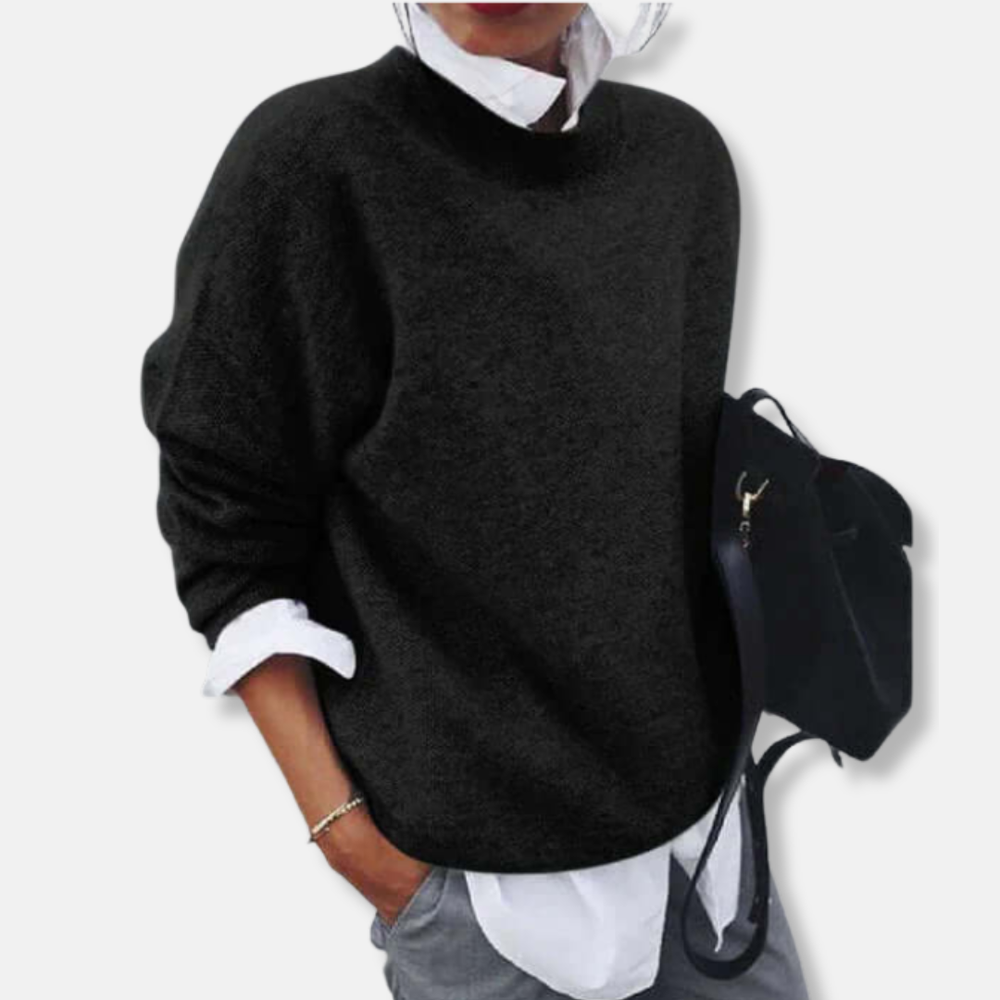 Olivia Avslappnad Passform Tröja | Rund Hals Lång Ärm Tröja