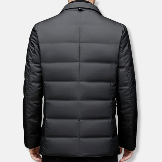 Leo Quiltad Pufferjacka med Rak Passform | Kavajjacka med Knappstängning och Notchad Krage