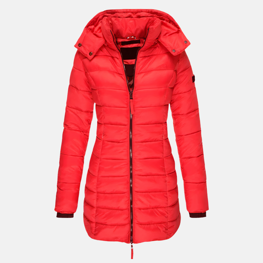 Amelia Figursydd Kappa | Quiltad Kappa med Huva och Mellanlång Passform