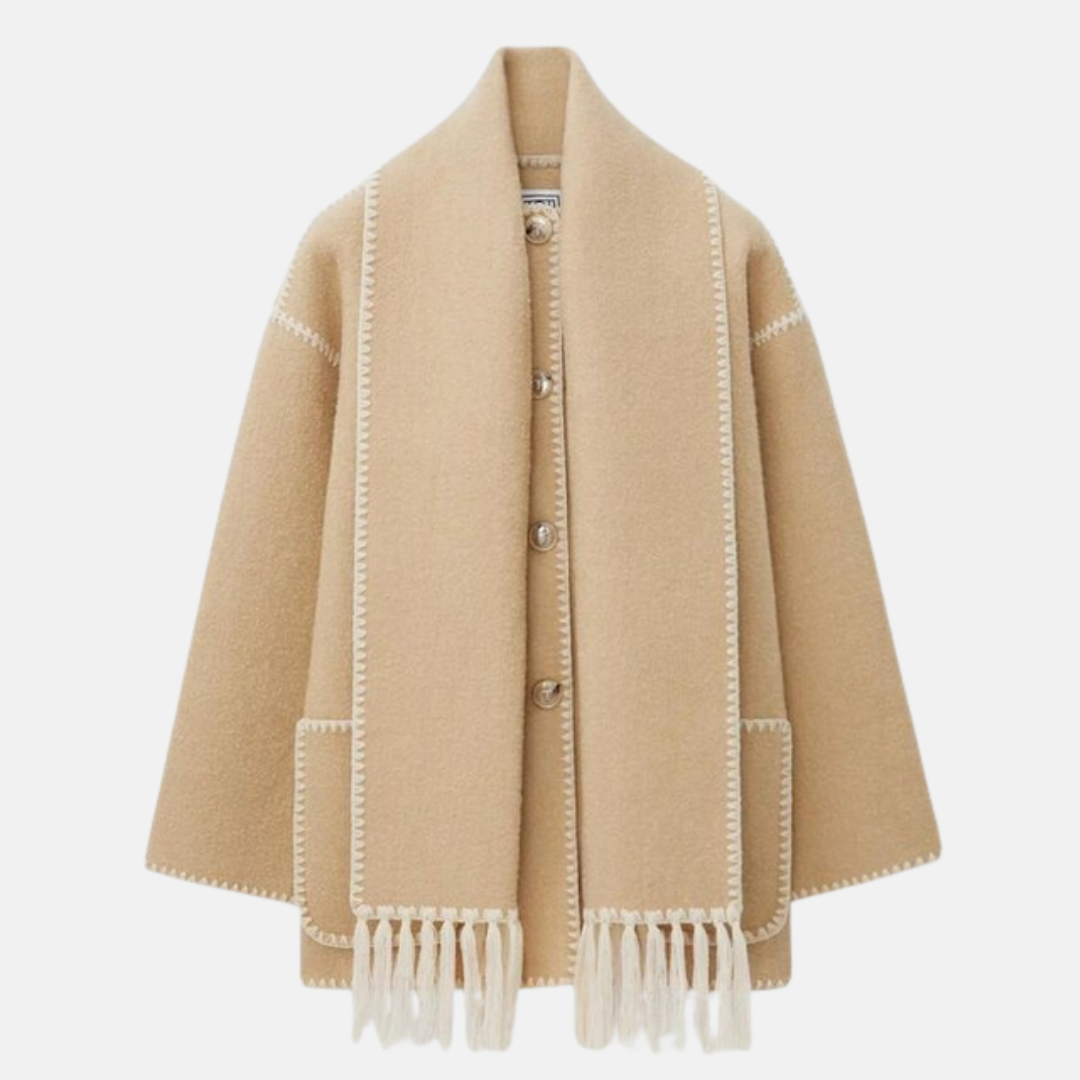 Amelia Ull Jacka | Integrerad Sjal Fickor Jacka