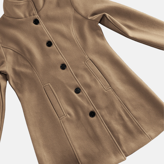 Signe Enkelknäppt Kappa | Rak Passform Knälång Jacka