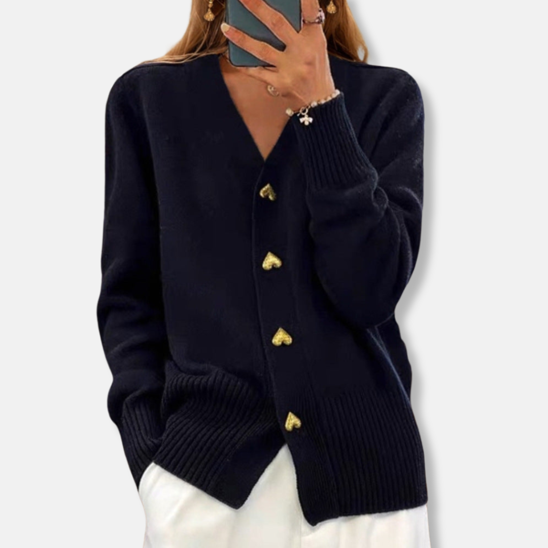 Ella Cardigan | Hjärtformade Knappar Cardigan