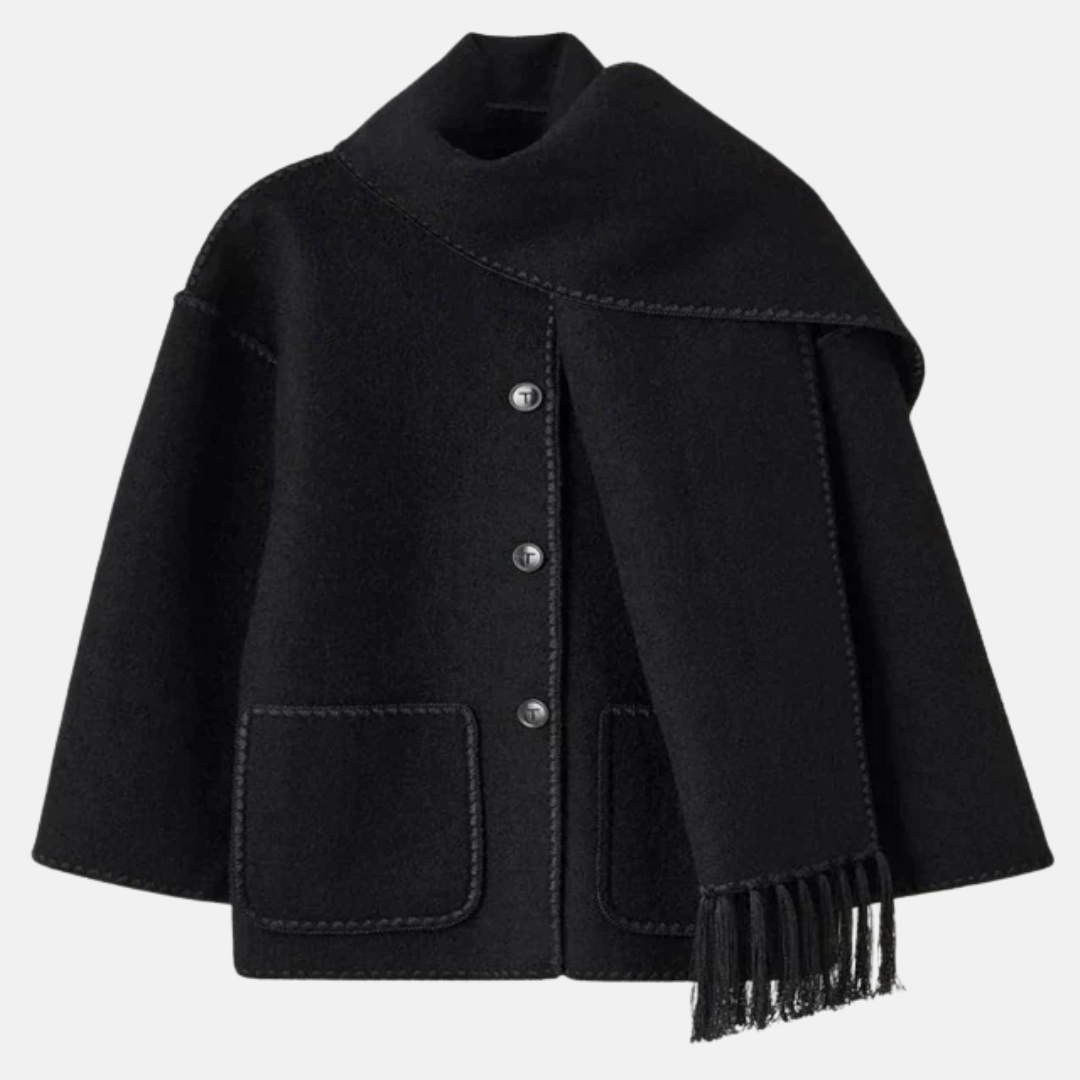 Amelia Ull Jacka | Integrerad Sjal Fickor Jacka