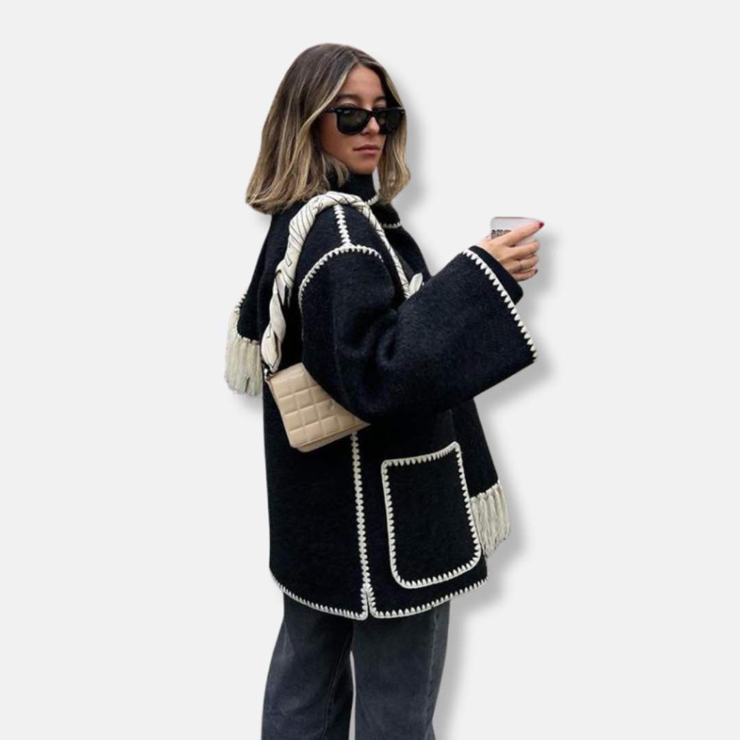 Amelia Ull Jacka | Integrerad Sjal Fickor Jacka