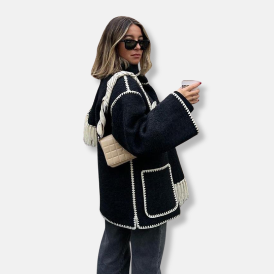 Amelia Ull Jacka | Integrerad Sjal Fickor Jacka