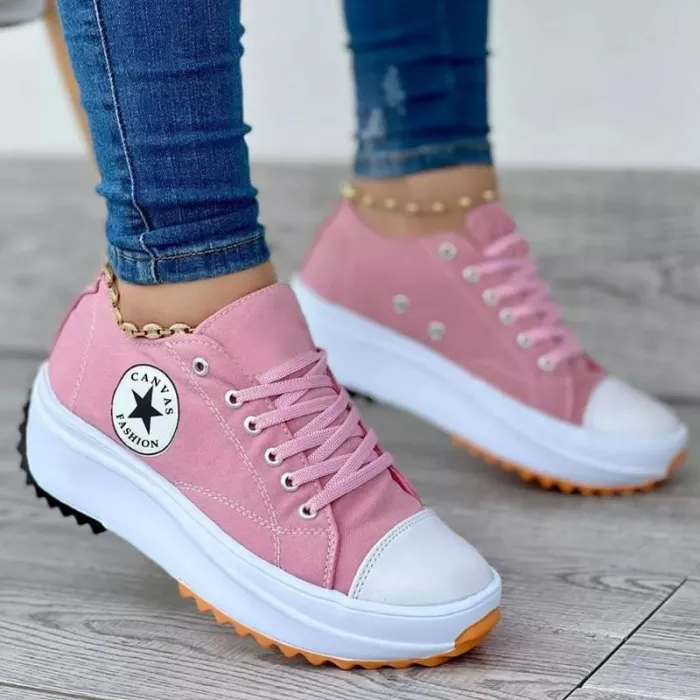 Amelia Ortopediska Lågskurna Platform Sneakers | Snörning Grov Sula Sneakers