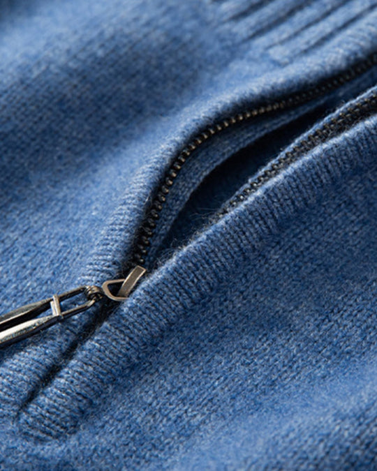 Halv Zip Stickad Tröja för Män