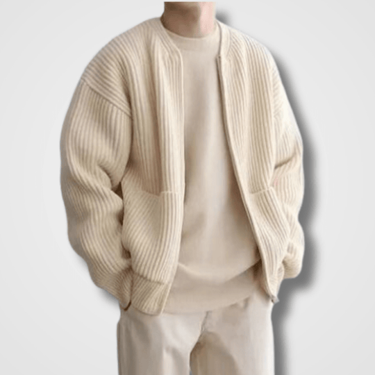 Varm Cardigan med Dragkedja för Herr