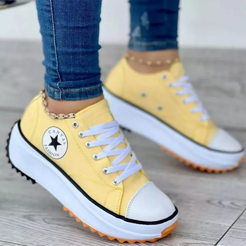 Amelia Ortopediska Lågskurna Platform Sneakers | Snörning Grov Sula Sneakers